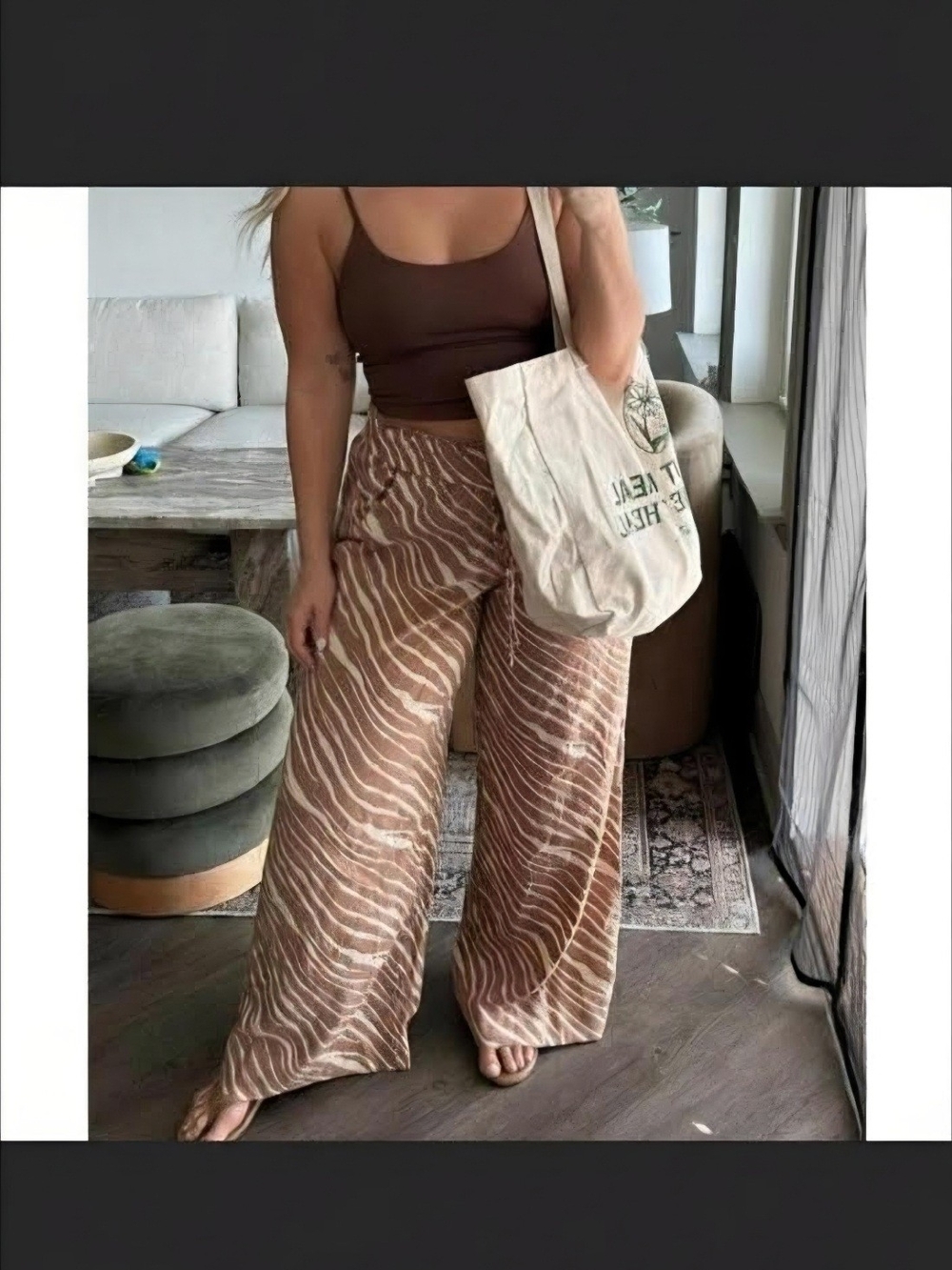 a new day Brown Zebra-Print Wide Leg Pants